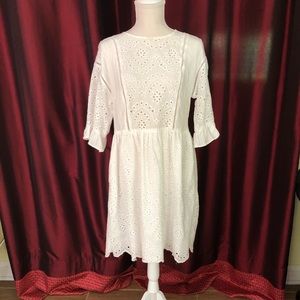 White eyelet boutique dress